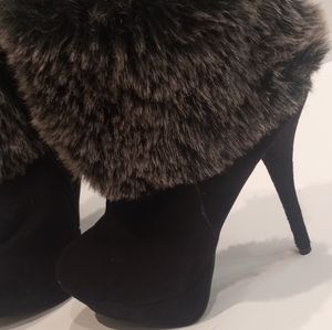 Fur stiletto heel boots size 9 brand new